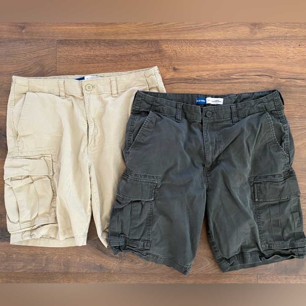 2 Pack Old Navy Men's Cargo Shorts in Tan and Black size 36 waist
